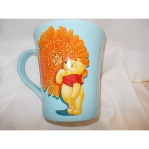 Disney Store Winnie the Pooh Gerbera Daisy Light Blue Ceramic Coffee Mug Cup
